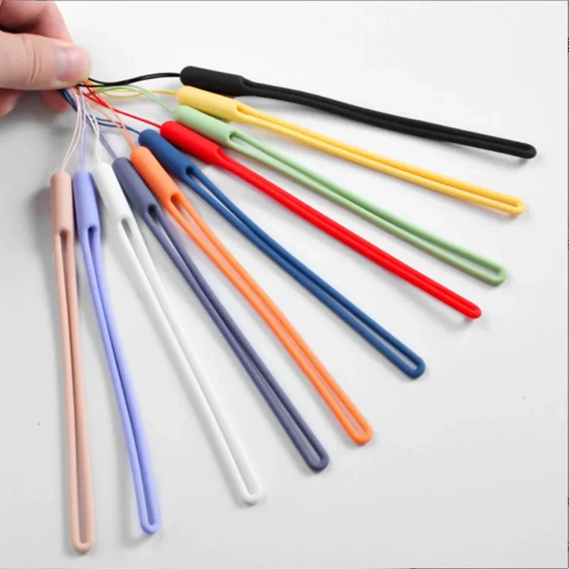 Correias de pulso cordão de mão encantos de silicone para chaves da câmera do telefone móvel cordão bonito chaveiro chaveiro pendurado corda