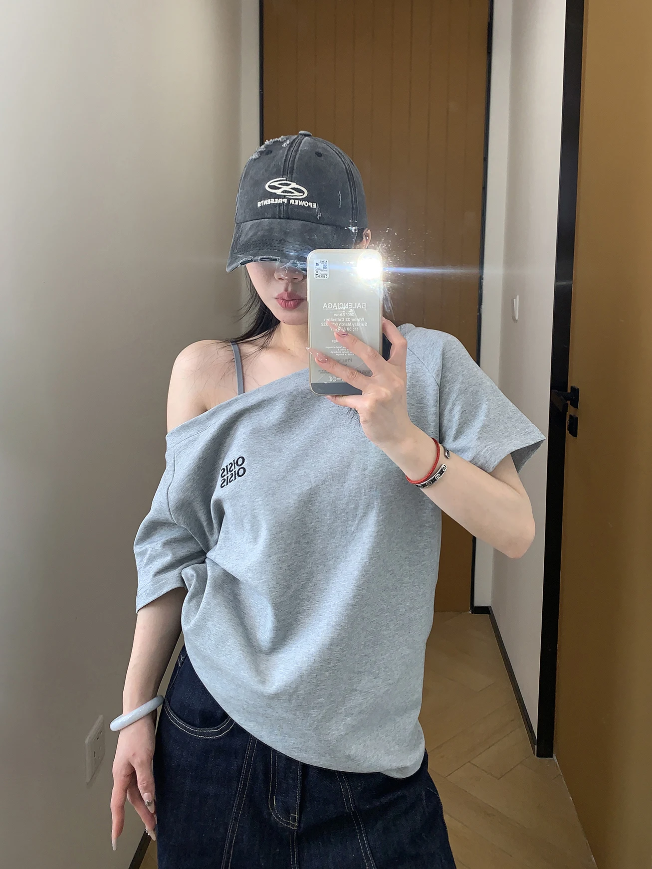 

Summer Casual Sle Pure Cotton ort Sve T-irt oulder Bared Embroidered Loose Fit Women's Top Oisis Brand