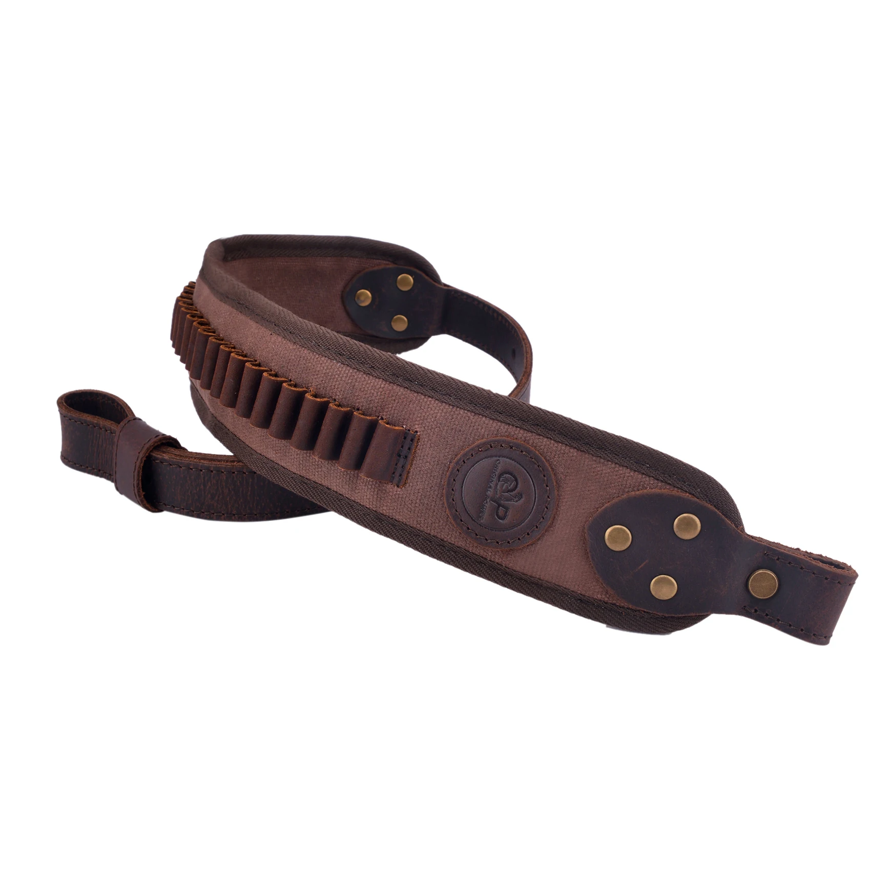 Leather Rifle Ammo Sling Canvas Shotgun Shoulder Shell Slots Strap Gun Belt For .22 LR .17HMR .22MAG