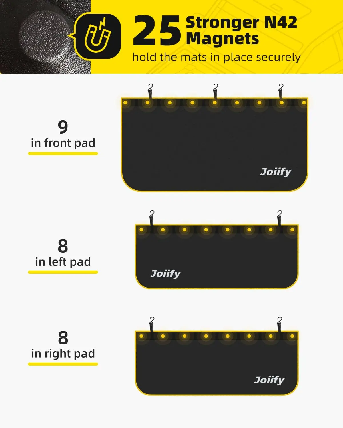 Capas magnéticas para pára-choque de carro de 3 peças com 25 ímãs e ganchos fortes, tamanho grande para SUV/caminhões