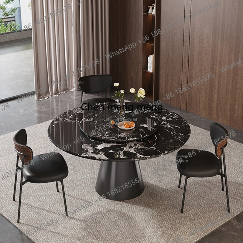 Nordic Rock Plate Dining Tables Black Minimalism Luxury Kitchen Round Table Living Room Dining Room Furnitur Mesas Redondas FYDT