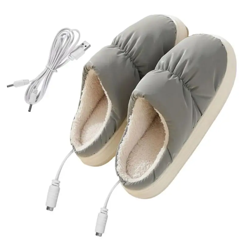 

1pair Women Men Plush Typing Non Slip USB Heating Slippers Electric Heated Shoes Gaming Reading Winter Warm Foot Warmer Indoor