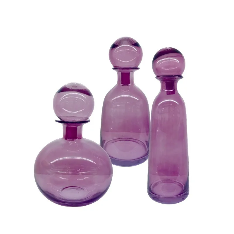 

Creative art pure handmade glass vase colored ball with lid storage tank small mouth home wholesale