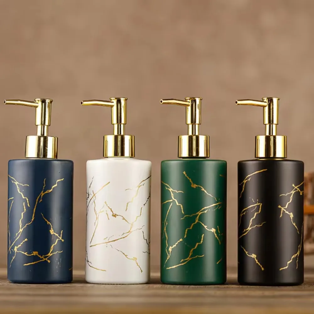 350ML Glass Emulsion Bottle Ceramics Refillable Bath Lotion Bottles Bathroom Accessories Shampoo Bottle Hand Sanitizer Bottle