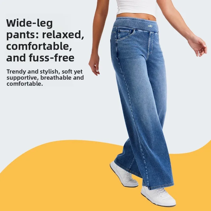 Women High Waist Wide Leg Denim Jeans Elastic Waist Multi‑Pocket Cat Whisker Monkey Wash Loose Mom Jeans Y2K Casual Trousers view 2
