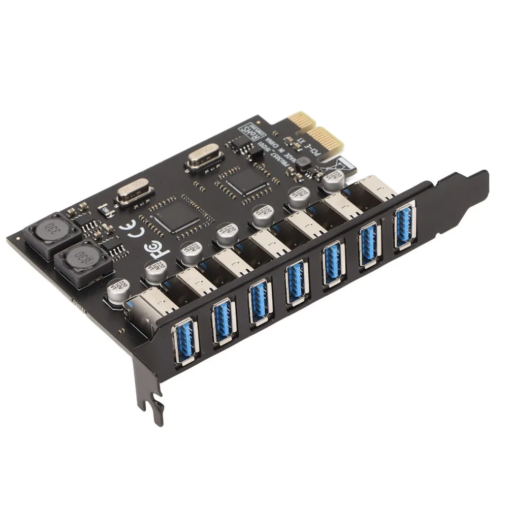 7 Ports PCIe to USB Adapter Card 5Gbps Speed Fast Transmission USB 3.0 Expansion Card PCI Express Expansion Adapter Gaming PC