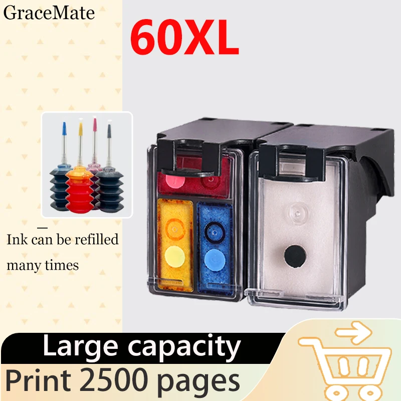 60XL Compatibel Voor Hp 60 Hp60 Navulbare Inkt Cartridge Deskjet F2480 F2420 F4480 F4580 F4280 D2660 D2530 D2560 Photosmart C4680