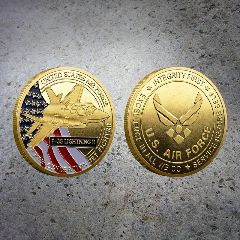 US Air Force F-35 fighter jet painted color commemorative medal foreign coin