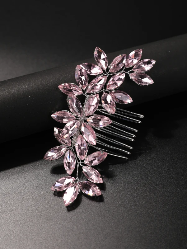 European and American Bridal Hair Comb with Rhinestones, Hand-Wound Large Marquise Diamond Hair Accessory, Cross-Border Bestsell