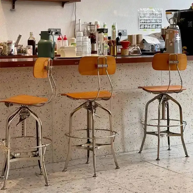 High Modern Sillas American Industrial Bar Backrest Sturdy Swivel Chairs Island Metal Para Chairs Barra De Cocina Home Furniture