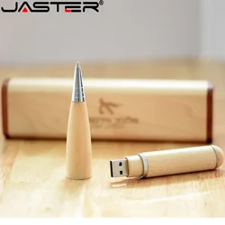 JASTER USB Flash Drives Maple Ballpoint Pen 64GB Wooden Box 32GB 16GB 8GB Pen Drive Teacher Gift Free Custom Logo Memory Stick