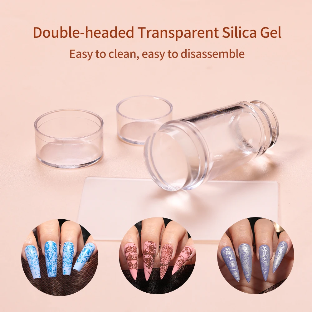 シリコーンスタンプセットミニネイルスタンパースクレーパーキットスタンプツールマニキュアツール DIY スタンピングネイルアート爪アクセサリー