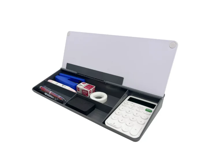 Erasable Desktop Glass Whiteboard Dark Gray Dual-purpose Blackboard Office Memo Storage Tool