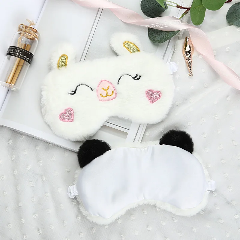 Cute Plush Sleep Mask Big Eyes Plush Eye Mask Kids Cat Cute Eye Mask Travel Rest Sleep Plush Mask Eyepatch Nap Health Eye Cover