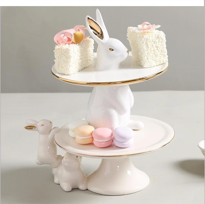 

Nordic cute rabbit fruit plate cake snack model room restaurant coffee table desktop storage tray