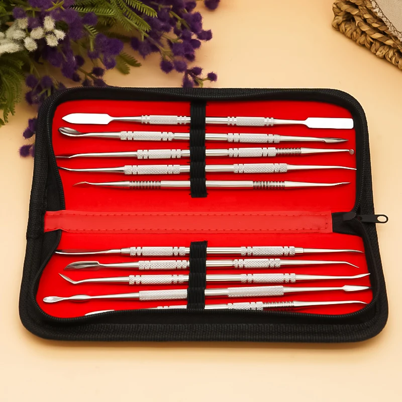 Dental Spatula Mixing Knife Wax Carver Stainless Steel Double Ended Wax Scoop Sculpting Resin Adhesive Powder Filling Knife