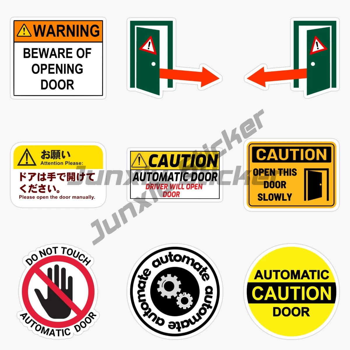 Warning Automatic Door Caution Work Decal Do Not Touch Car Sticker Vinyl Self-adhesive Decor Decals