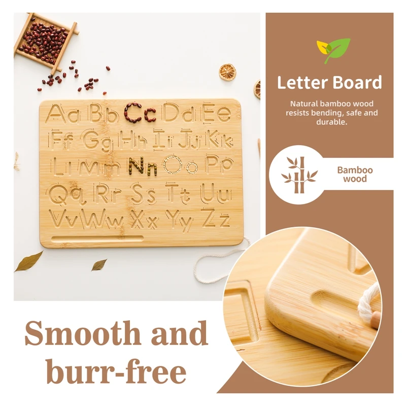 New Montessori Alphabet Learning Board Wooden Toys Children's Early Education Toys Wooden Digital Alphabet Board Infant Gifts