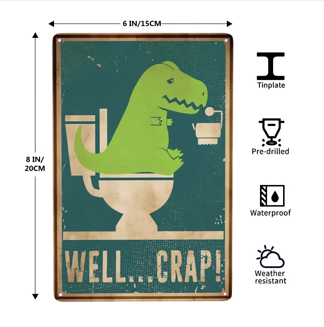 Well Crap Funny Bathroom Art Wall Art Signs For Home Decor Metal Tin Sign Toilet Wall Decor Funny Art For Bathrooms Toilets And 