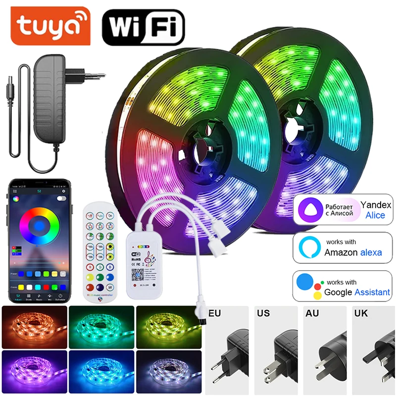 Tira de luces Led para habitación, cinta de luz Rgb 5050 con Bluetooth, Wifi, 12V, para Navidad