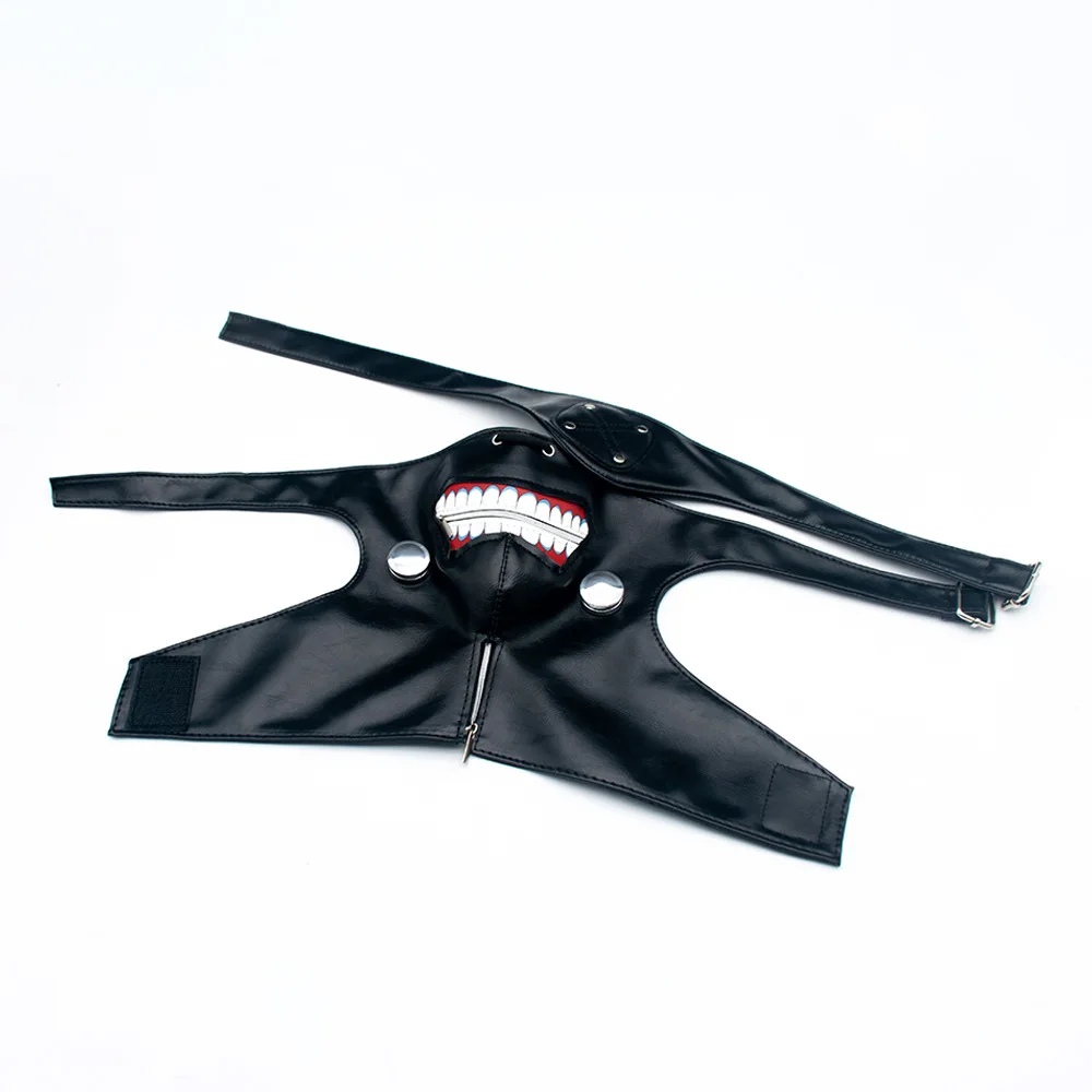 Halloween Mask Cosplay Props in Black Soft Leather for Men