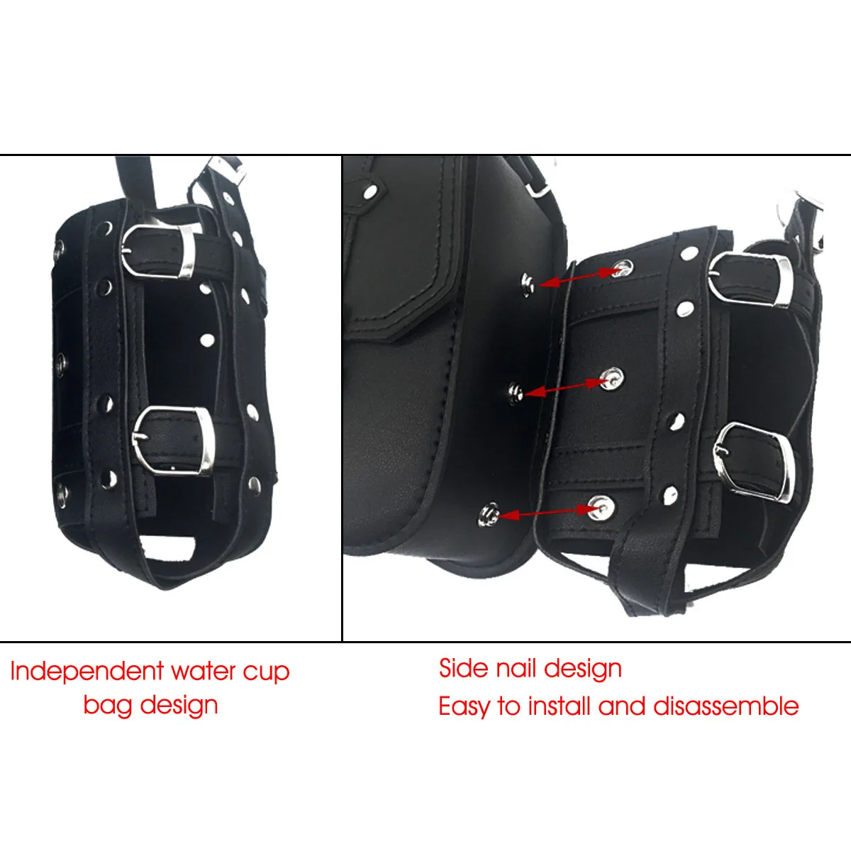 Universal PU Leather Motorcycle Saddlebags Side Tool Bag Luggage Saddle Bag Pouch Black For Honda/Suzuki/Kawasaki/Yamaha