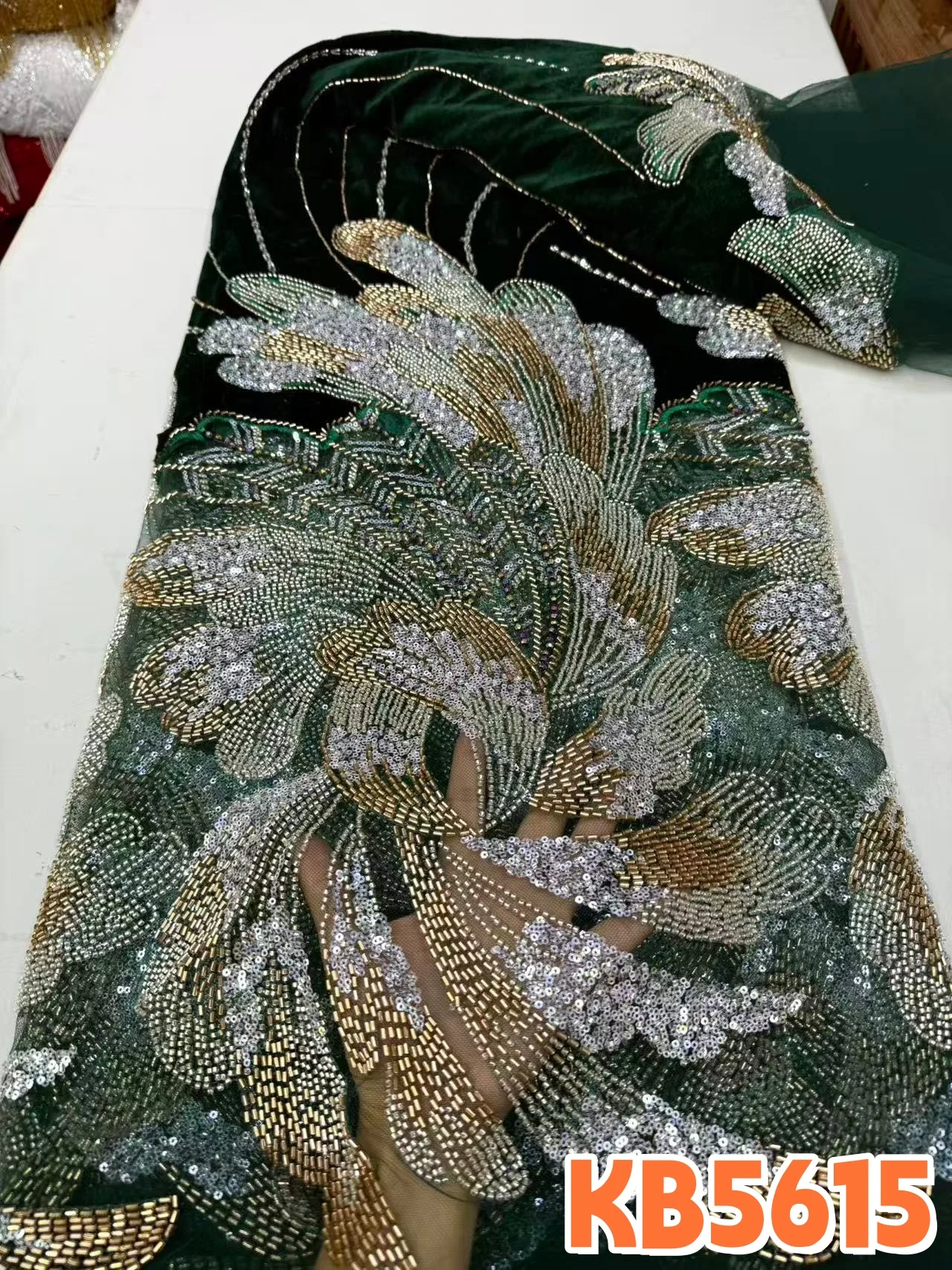 DREAMYALISI Sequence Lace Fabric 2026 High Quality Sequin Bead French Tulle Lace Fabric Material for Africa Wedding Dress KB5615