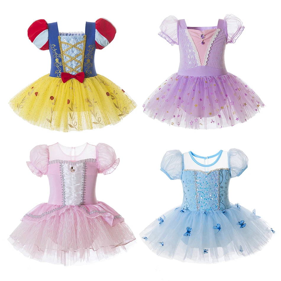 Girls Ballet Dance Dress Children Soft Sequins Mesh Princess Fluffy Dress Stage Performance Clothes School Activity Costume