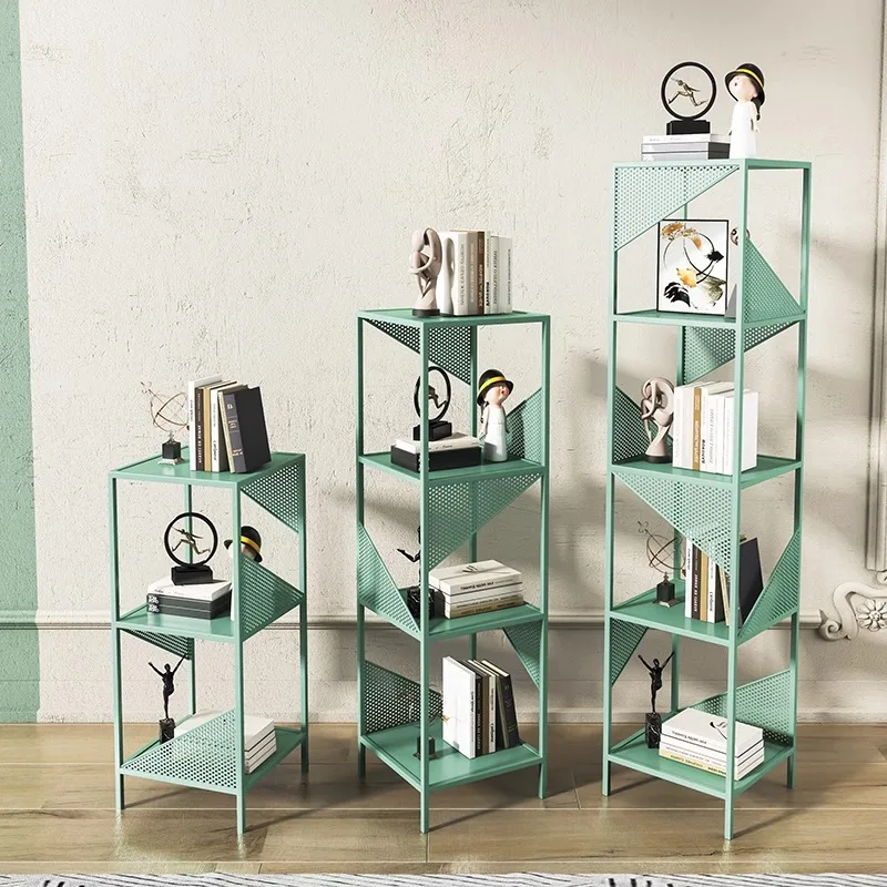 Nordic Style Wrought Iron CD Rack Creative Storage Shelf for Living Room Simple Bookshelf Red