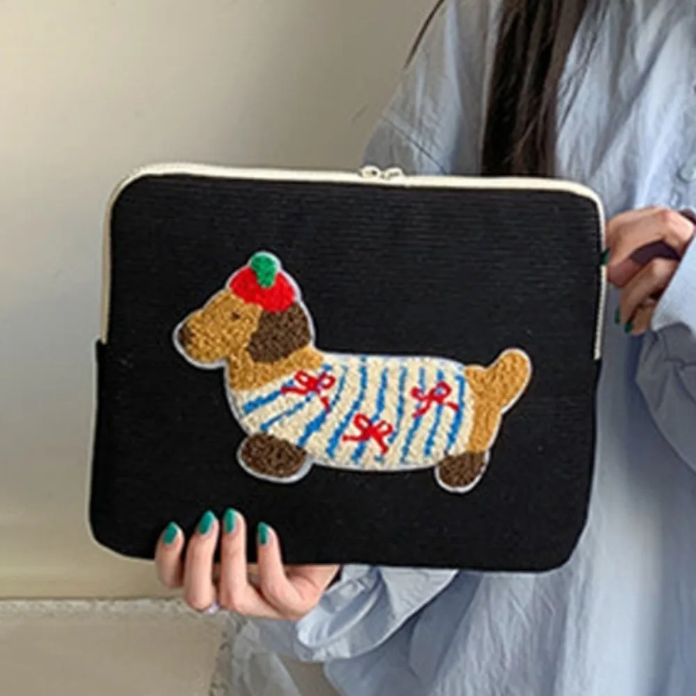Wear Resistant Cartoon Dog Laptop Sleeve Bag Shockproof Sweet Tablet Sleeve Bag Cute Kawaii Girl Computer Bag Girls/Lady/Women