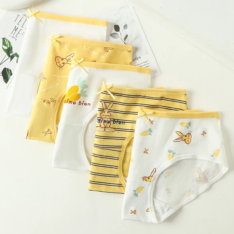 5Pcs/Set Women\'s Cotton Panties Cute Print Underwear Soft Girls Briefs Sexy Underpants Low Waist Female Breathable Lingerie