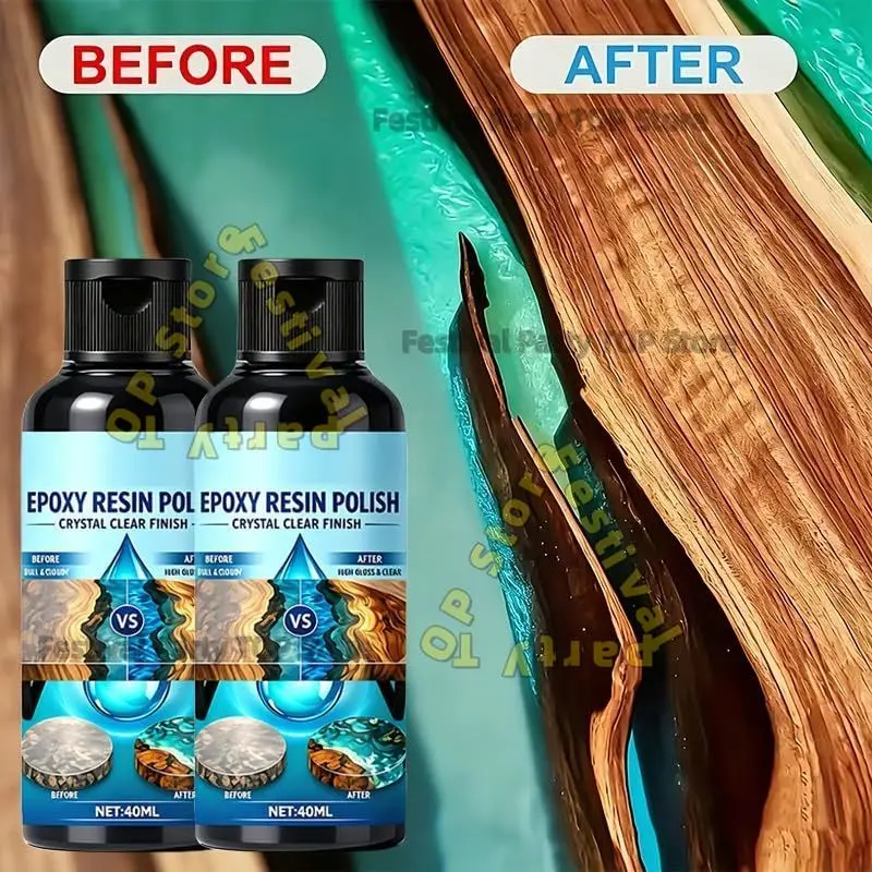 1/2PCS Epoxy Resin Polish High Gloss Finish Cleaner 40ml, Fast Long Lasting Sanding Set with Sponge