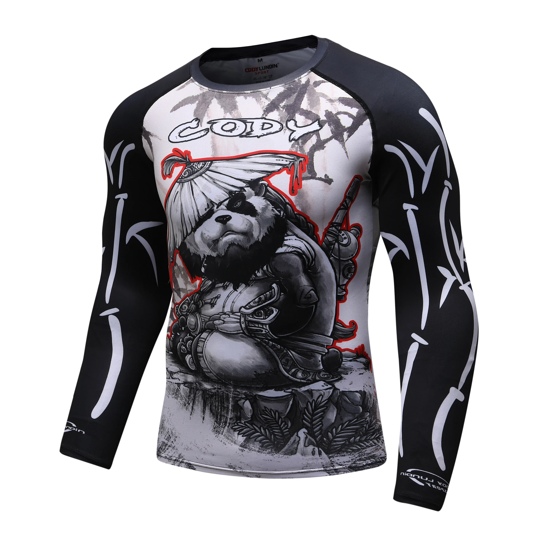 Cody Lundin Panda Printed Tight Gym Tight Shirts Anti-uv Male Jiu Jitsu Long Sleeve Rash Guard Grapping  Sublimation Shirts