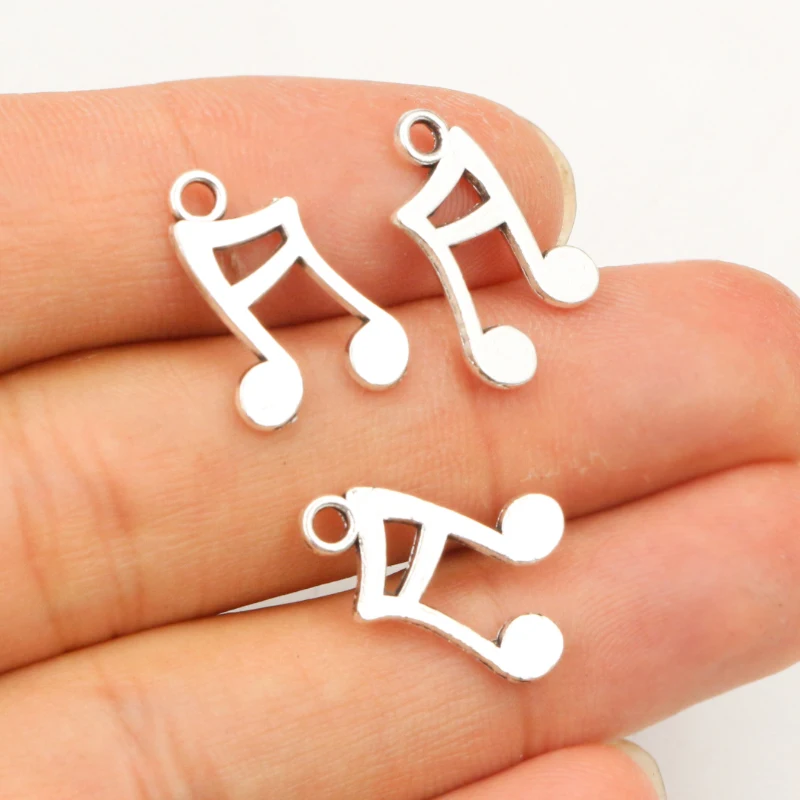 20pcs 17x11mm Charms Musical note Tibetan Silver Plated Pendants Antique Jewelry Making DIY Handmade Craft