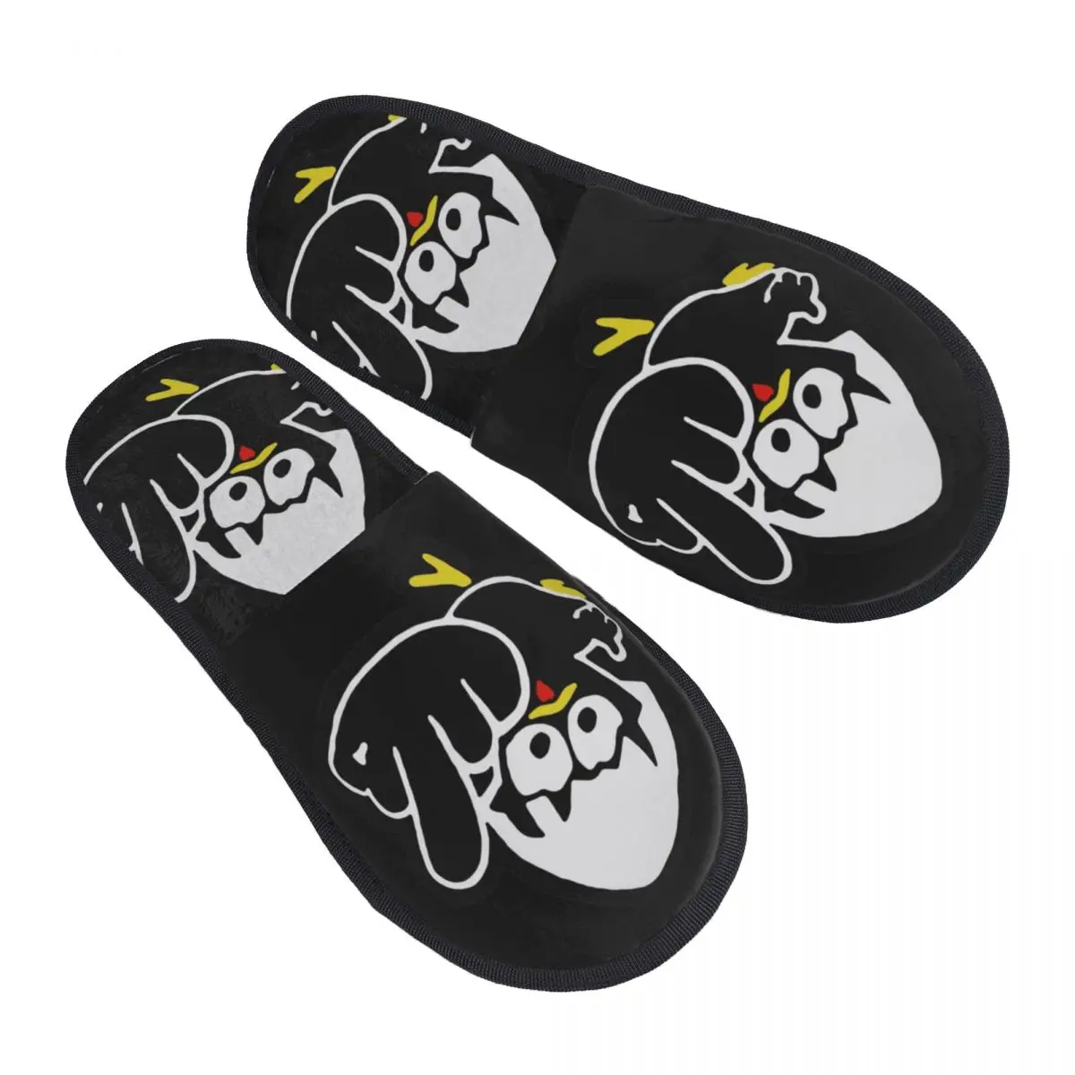 Cartoon Kawaii Black Chicken Plush Slippers Indoor Calimero Cozy Memory Foam Slippers Anti Slip