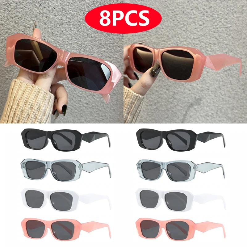 

Туризм, 8 шт., ретро многоугольные антисветовые очки, женские квадратные разноцветные очки, роскошные персонализированные очки, устойчивые к ультрафиолетовому излучению, унисекс
