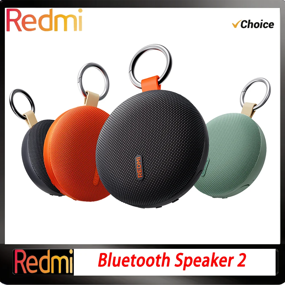 NEW Redmi Bluetooth Speaker 2 Portable IP67 Waterproof TWS Outdoor Speaker 1.5 inch with Removable Metal Buckle microSD Slot CN