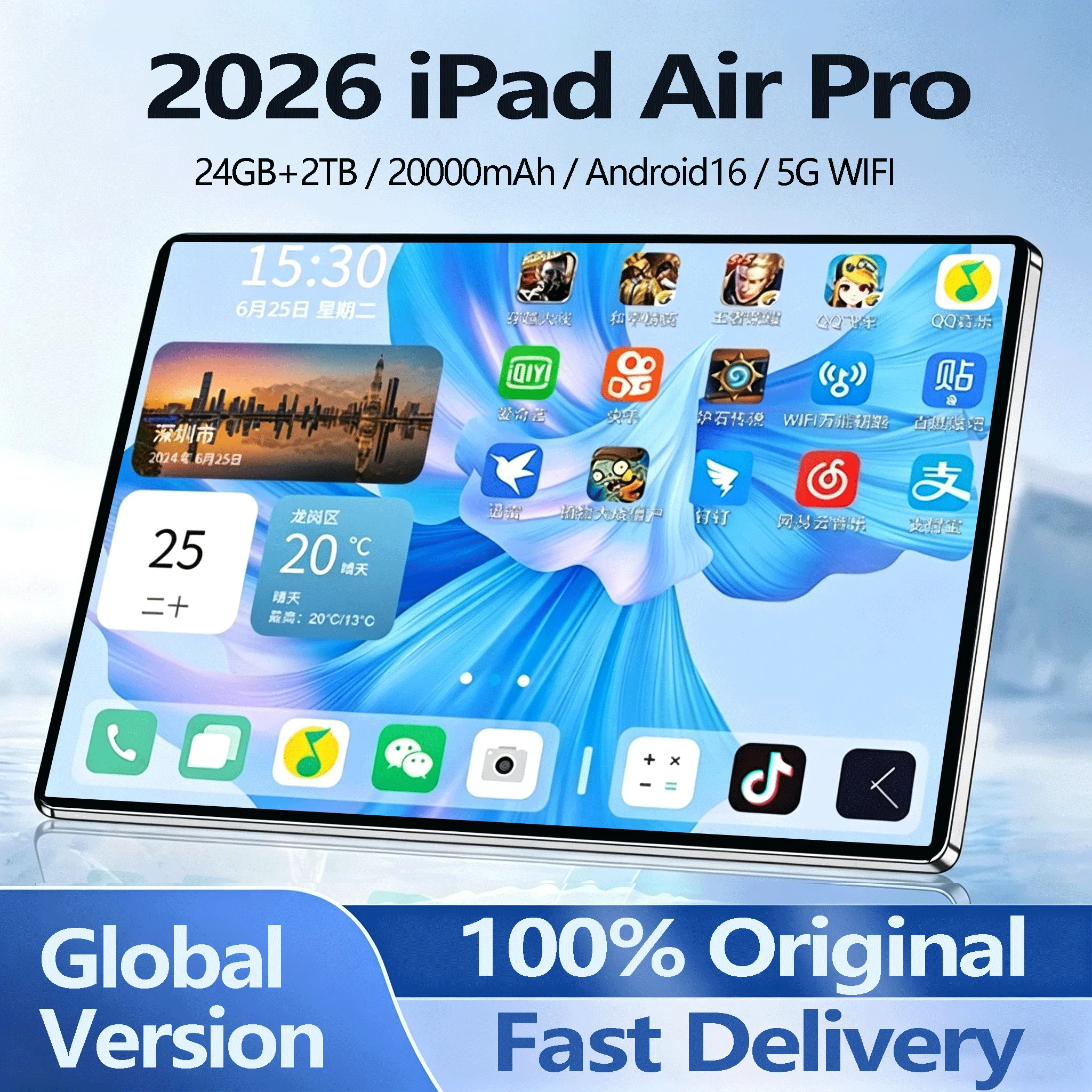 2026 IPad Air Pro 11 inch Global Edition Original Tablet 24GB 2TB Android 16 4K HD 5G Dual SIM Video Call WIFI HD Screen Tablet