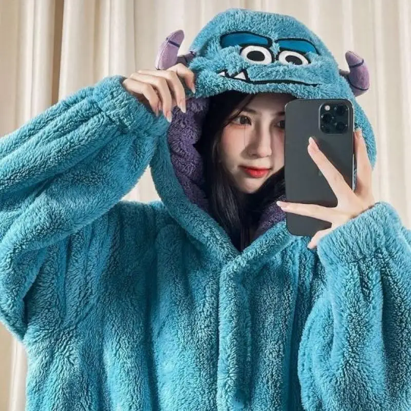 anime disney nightgown kawaii Lounge clothes girl Thickened long style bathrobe Sullivan Leisure pajamas keep warm Gift