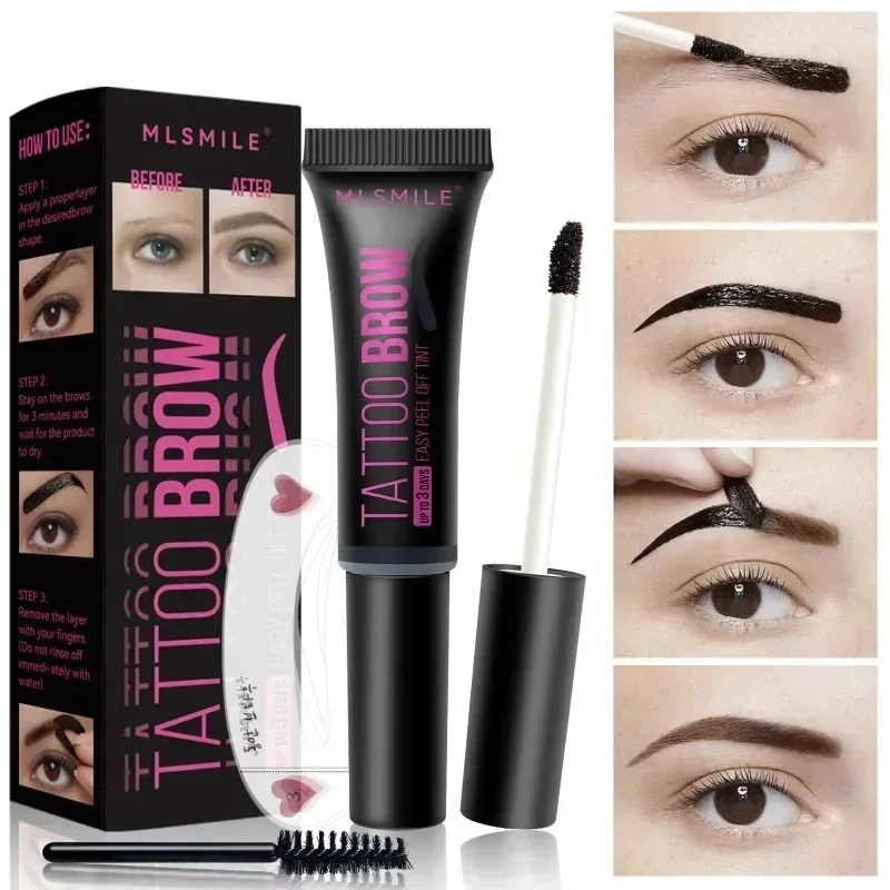 Heallor Eyelash Eyebrow Dye Tint 15-Minute Fast Easy Dye Eyebrow Tattoo Gel Kit Semi Permanent Eyebrows Tint Dye Makeup Eyebrow