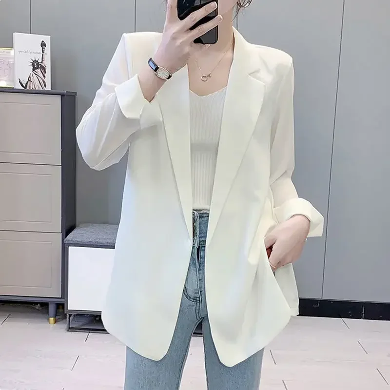 Purple Blazers Jacket for Women Fall Outfits Korean Long Trend Clothing Casual Women's Blazer Suits Tailoring 2024 Spring Coats