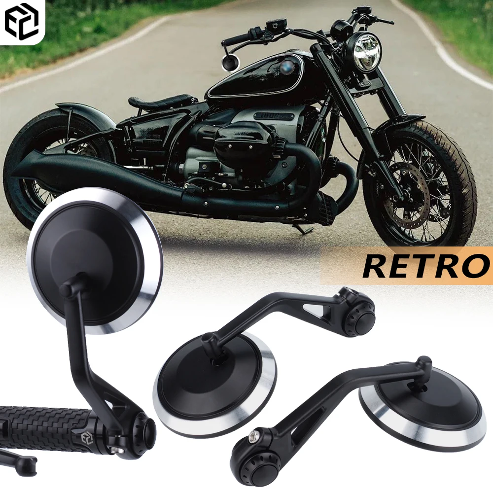 For BMW R18 R12 S1000R  Motorcycle Classic Retro Minimalist Style Bar End Mirror Side Mirror Handlebar Mirror CNC Accessories