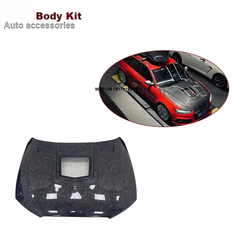

Forged Carbon Fiber Transparent Hood for A6 S6 RS6 2012-2018 Upgrade High Quality Bonnet Engine Valve Cover Plate