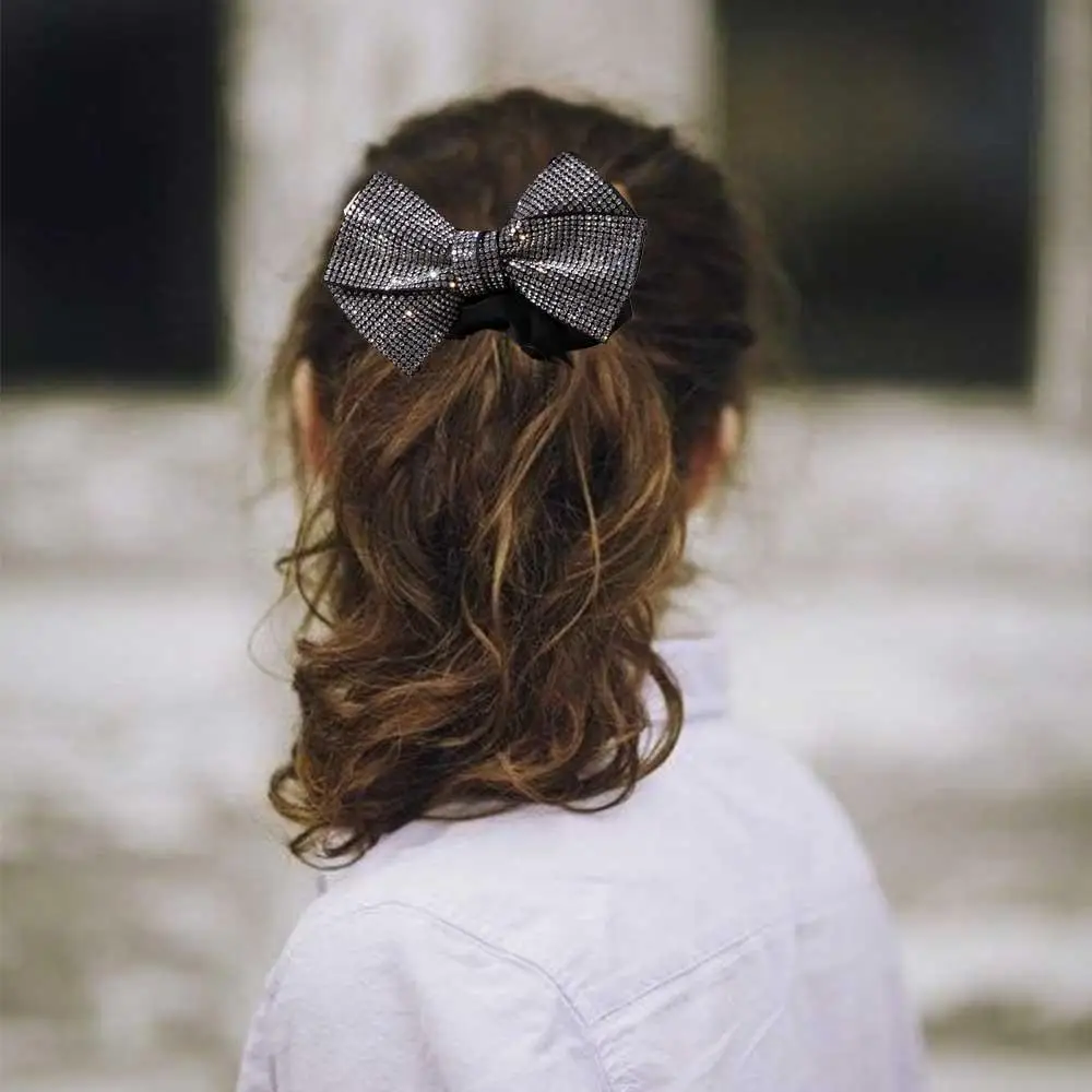 شريط مطاطي هدية السنة الجديدة حجر الراين الإناث الكورية نمط الشعر حبل النساء الشعر الدائري القوس عقدة Scrunchies ذيل حصان حامل