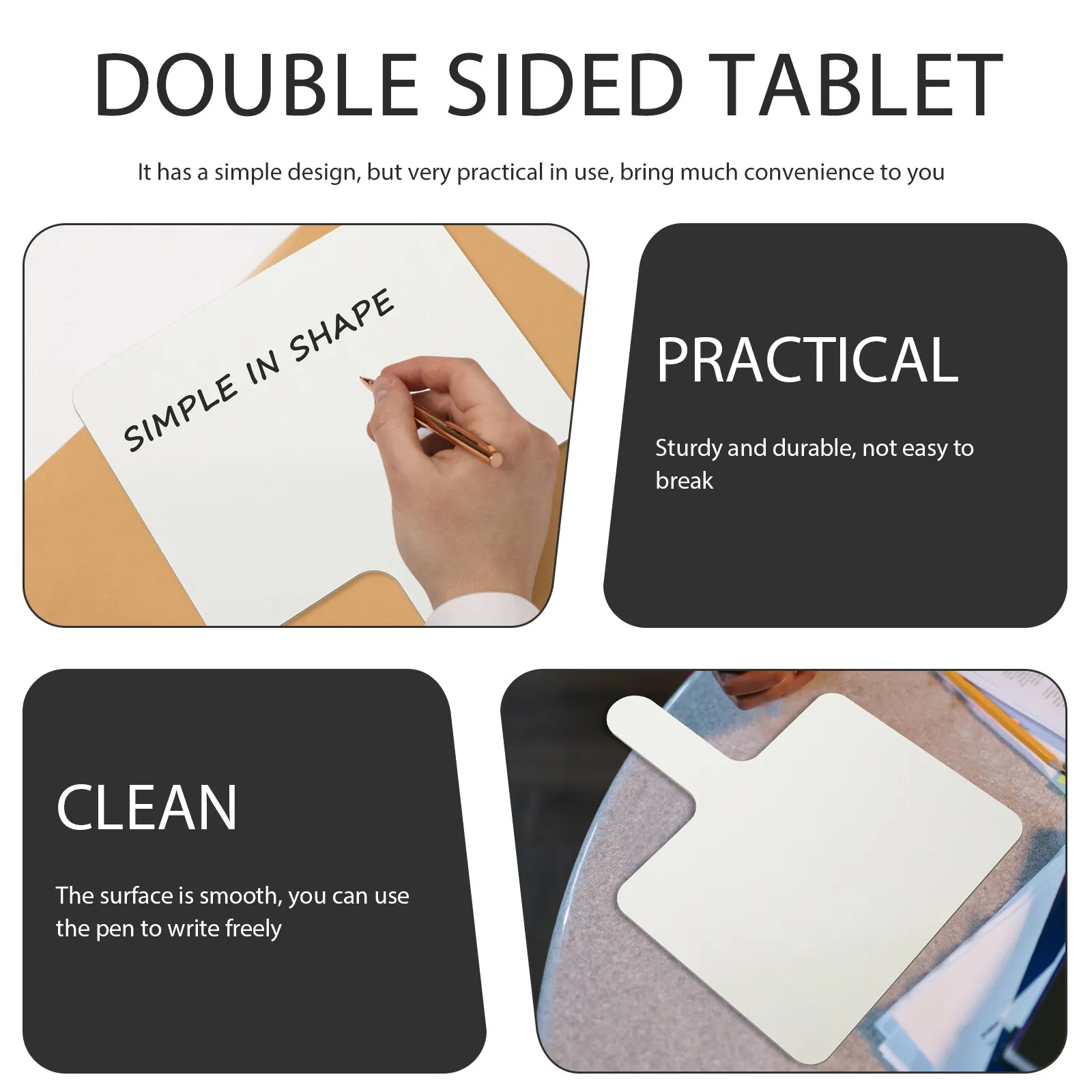 Handheld Dry Erase Answer Paddle Double Sided Classroom Whiteboard for Students Teachers Voting Polling Rating Game Props Smooth