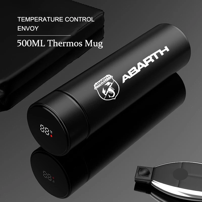 Taza aislada de 500ml, monitoreo de temperatura, taza de agua, hervidor de agua para coche para FIAT Abarth Pulse Panda Tipo Strada 600 500X Mobi Doblo