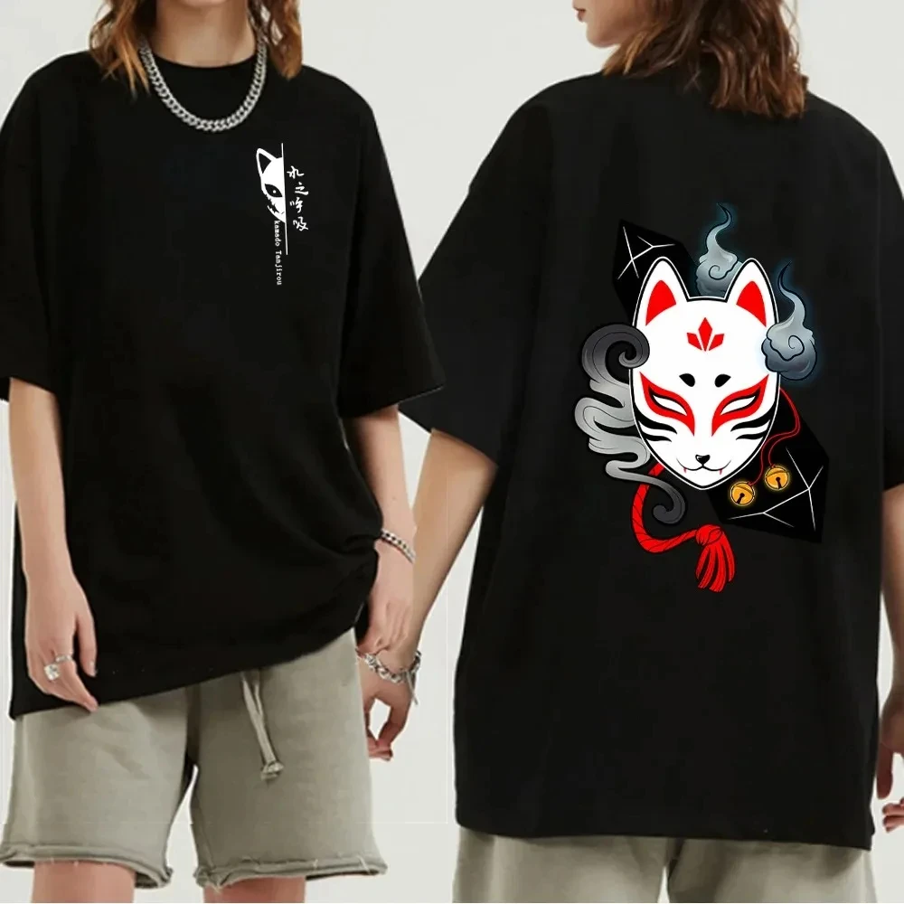 Camiseta de algodón para hombre y mujer, camisa de Anime japonés, informal, Kawaii, Demon Slayer, Cool Ghost Blade, gráfico, Unisex