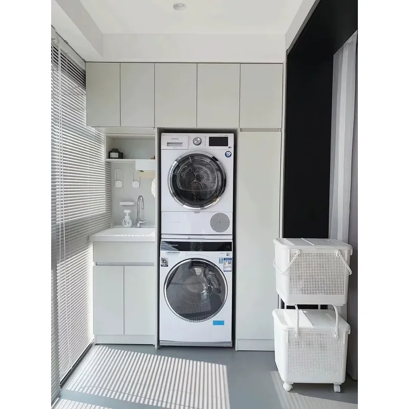Custom-designed Modern Balcony Cabinet with Laundry Sink for Storage for Balconies and Bathrooms