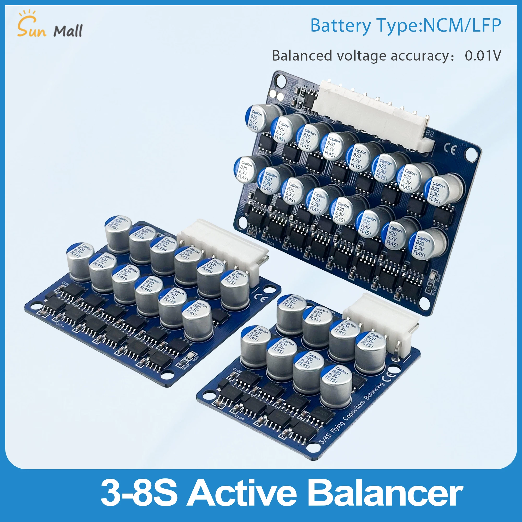 3A Balance Li-ion Lifepo4 Lithium Battery Active Equalizer Balancer Board Capacitor 3S 4S 5S 6S 7S 8S