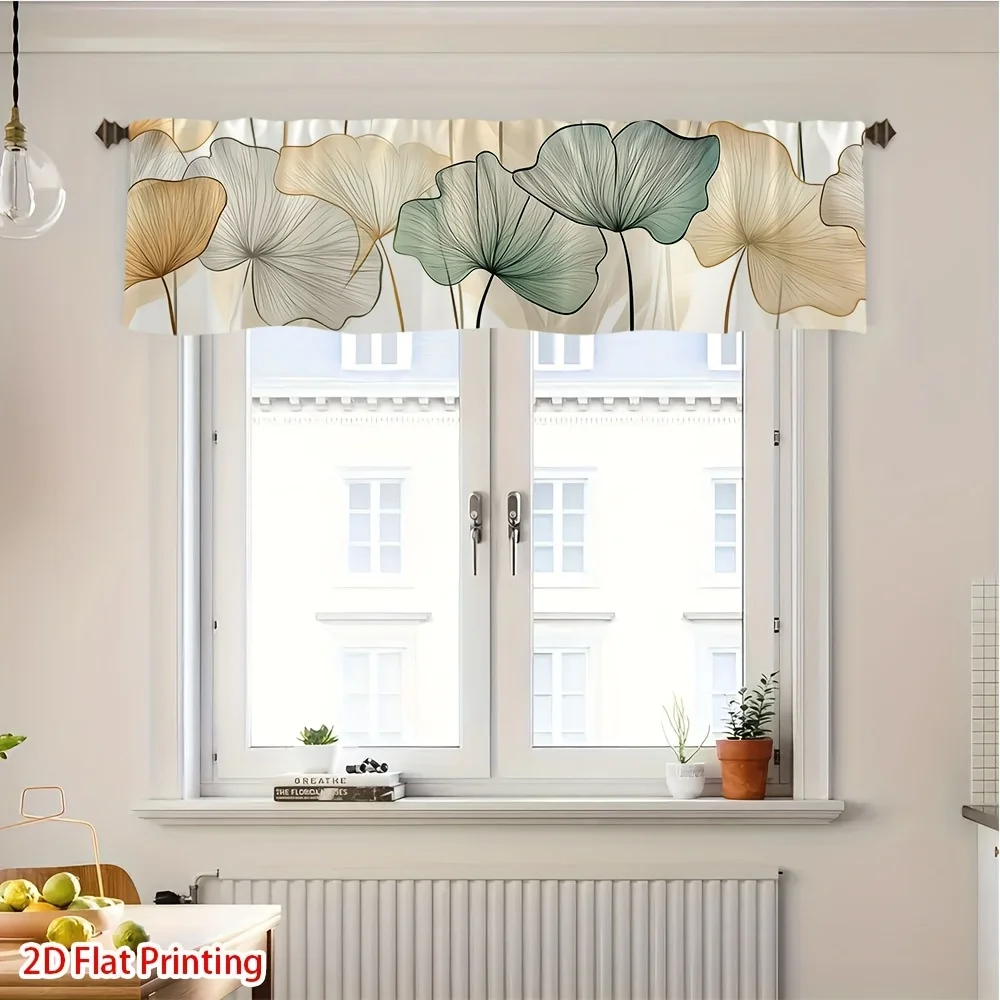

1pc Abstract for Lotus Leaf Art Valance Curtain Pocket for Rod, for Kitchen, Living Room, Party, Art Deco Style, Room Accent